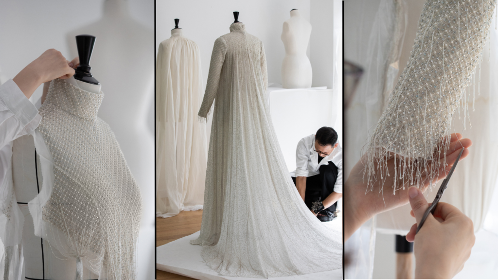 Proceso de creación del vestido de Céline Dion JJOO.