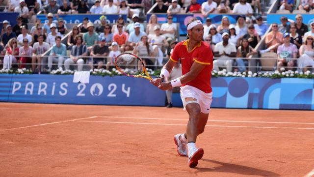 Rafael Nadal, durante su debut en el torneo individual de París 2024