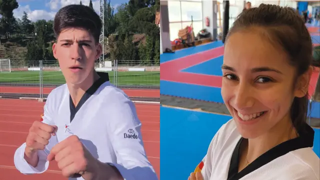 Adrián Vicente y Adriana Cerezo, taekwondistas españoles. Foto: Real Federación Española de Taekwondo