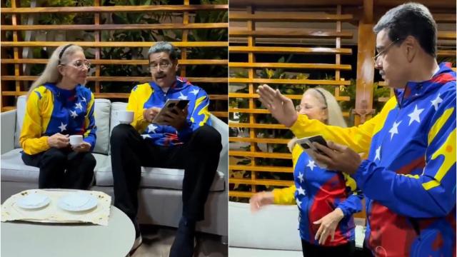 Nicolás Maduro y su mujer este domingo.