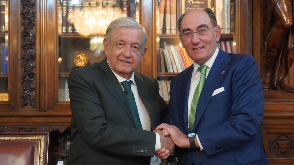 El presidente de México, Andrés Manuel López Obrador (AMLO), y el presidente de Iberdrola, Ignacio Galán.