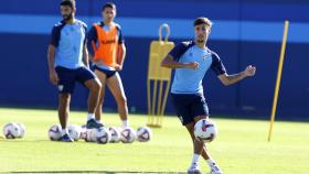 David Larrubia durante un entrenamiento con el Málaga CF