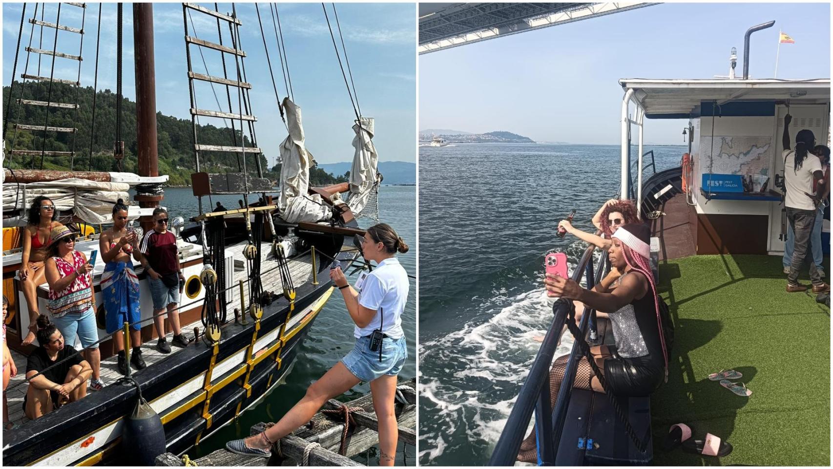 Imágenes del recorrido en barco de los artistas del Festival Sinsal.