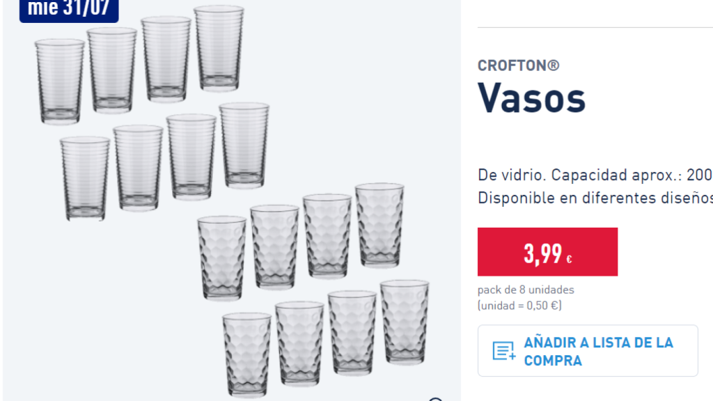 Pack 8 vasos.