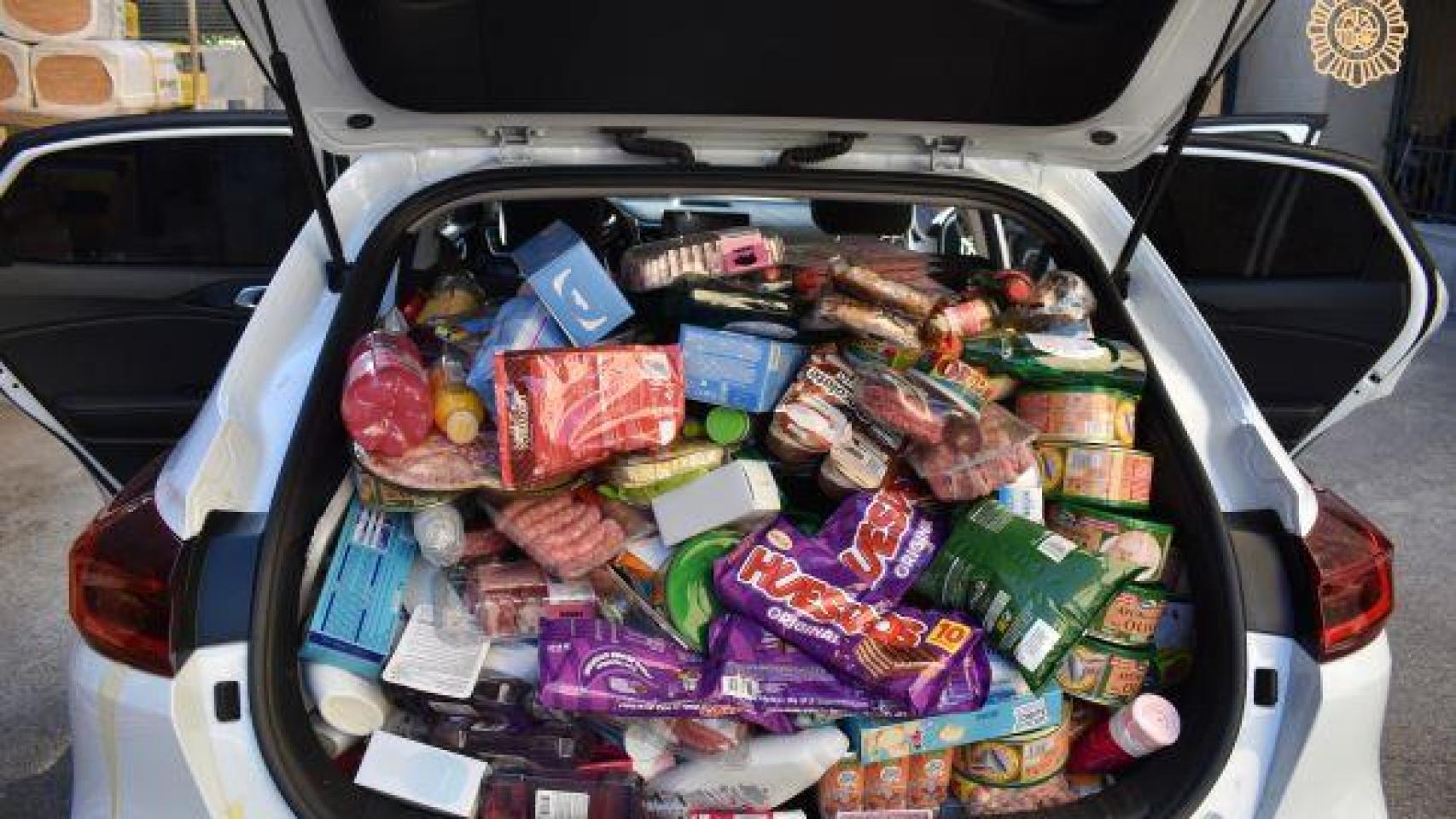 Productos robados en un supermercado de Segovia por las cinco mujeres detenidas