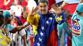 Nicolás Maduro celebrando su victoria en las elecciones de Venezuela.