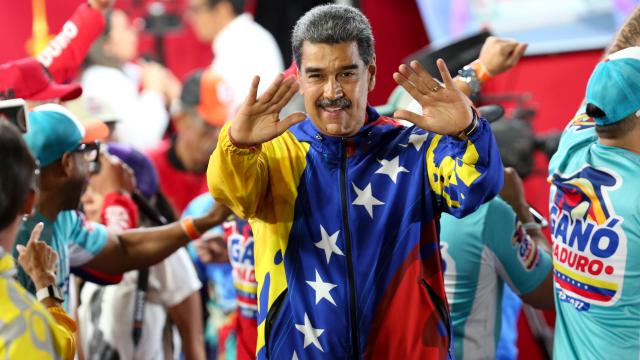 Nicolás Maduro celebrando su victoria en las elecciones de Venezuela.