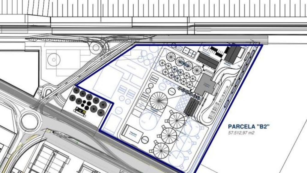Plano de las instalaciones de la planta de Boortmalt en el muelle B2 de Langosteira.