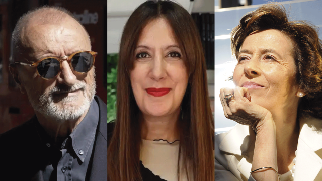 Los escritores Arturo Pérez-Reverte, Dolores Redondo y Julia Navarro.