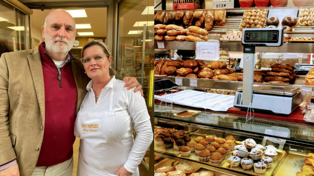 El chef José Andrés con una de las trabajadoras de la panadería.