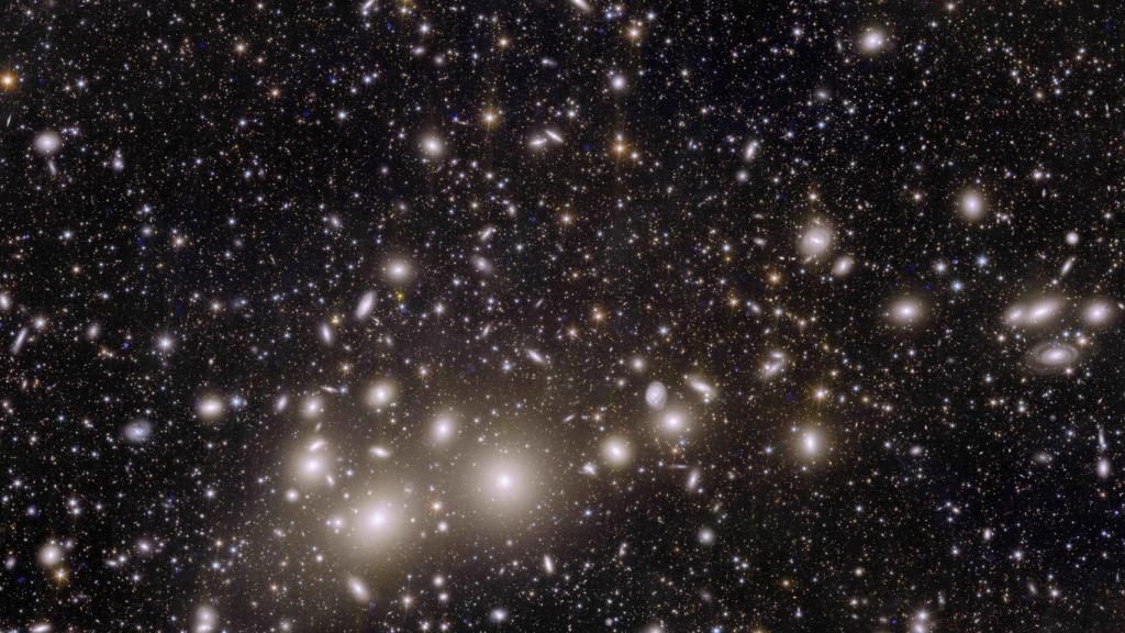 Vista del cúmulo de galaxias Perseo de Euclid.