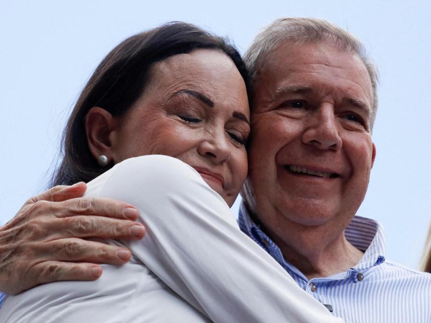 María Corina Machado y Edmundo González, en una concentración de la oposición tras el fraude electoral.