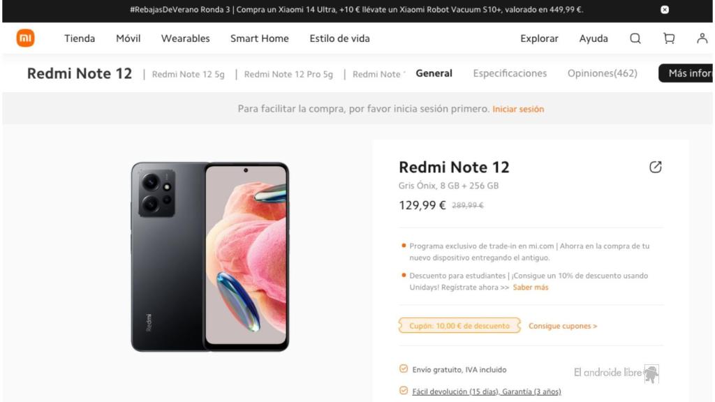 Xiaomi Redmi Note 12 en oferta