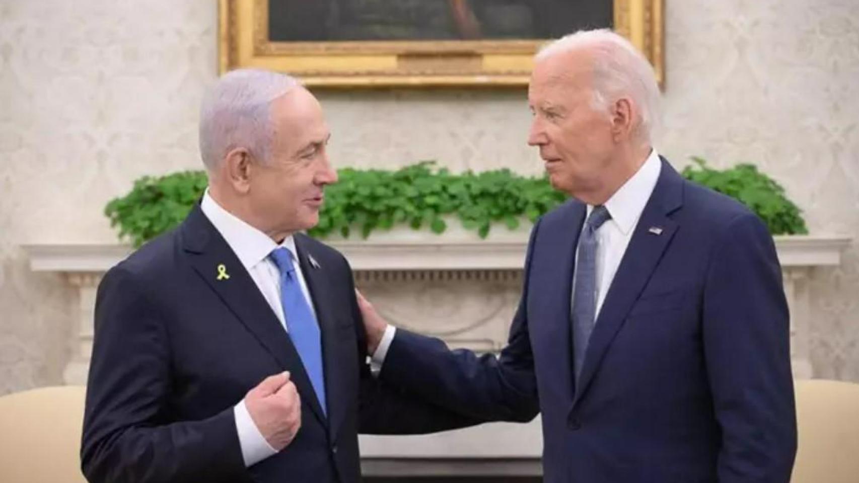 El primer ministro de Israel, Benjamin Netanyahu, y el presidente de EEUU, Joe Biden.