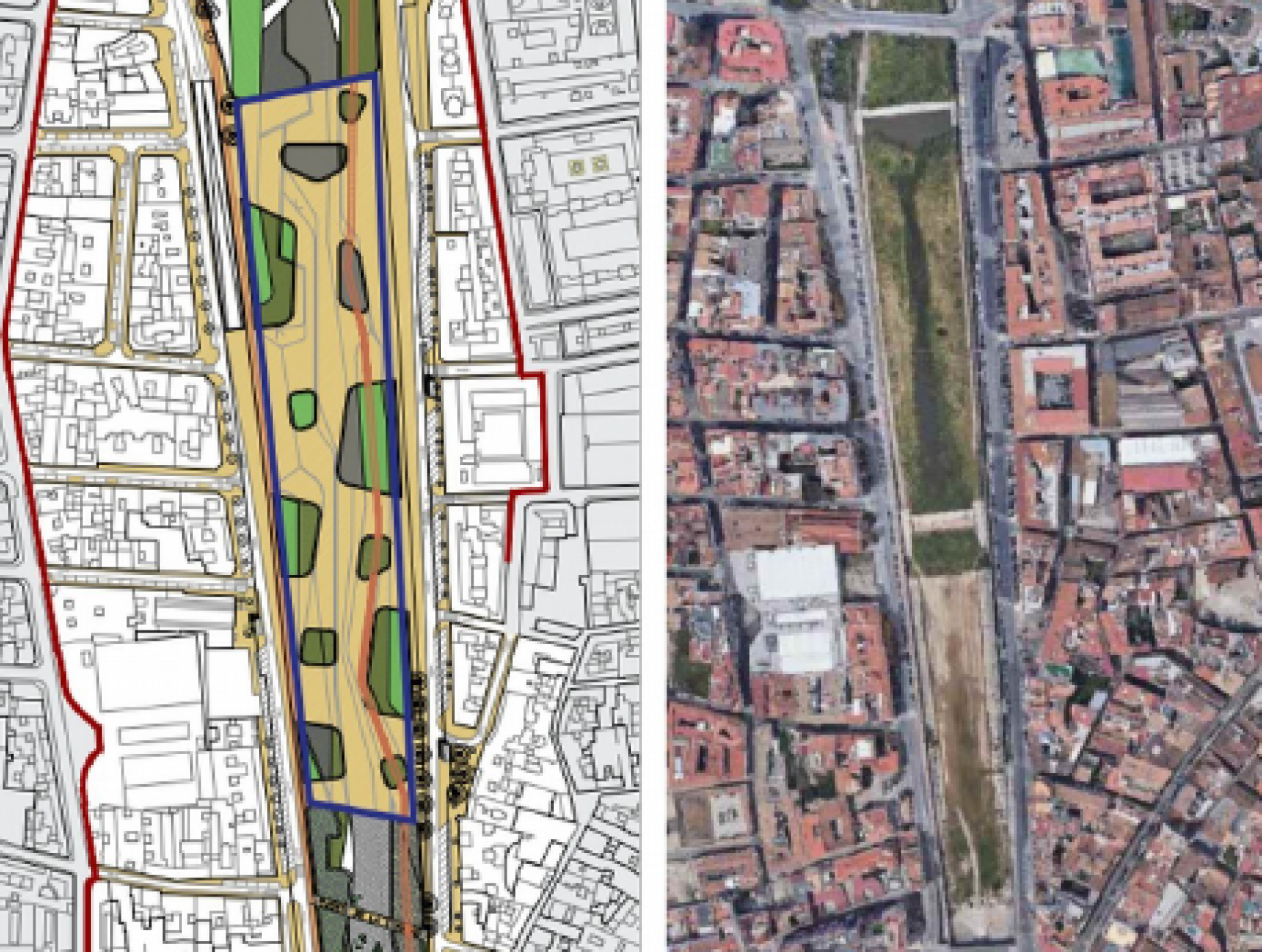 Diseño previsto para la gran plaza-puente en el río.