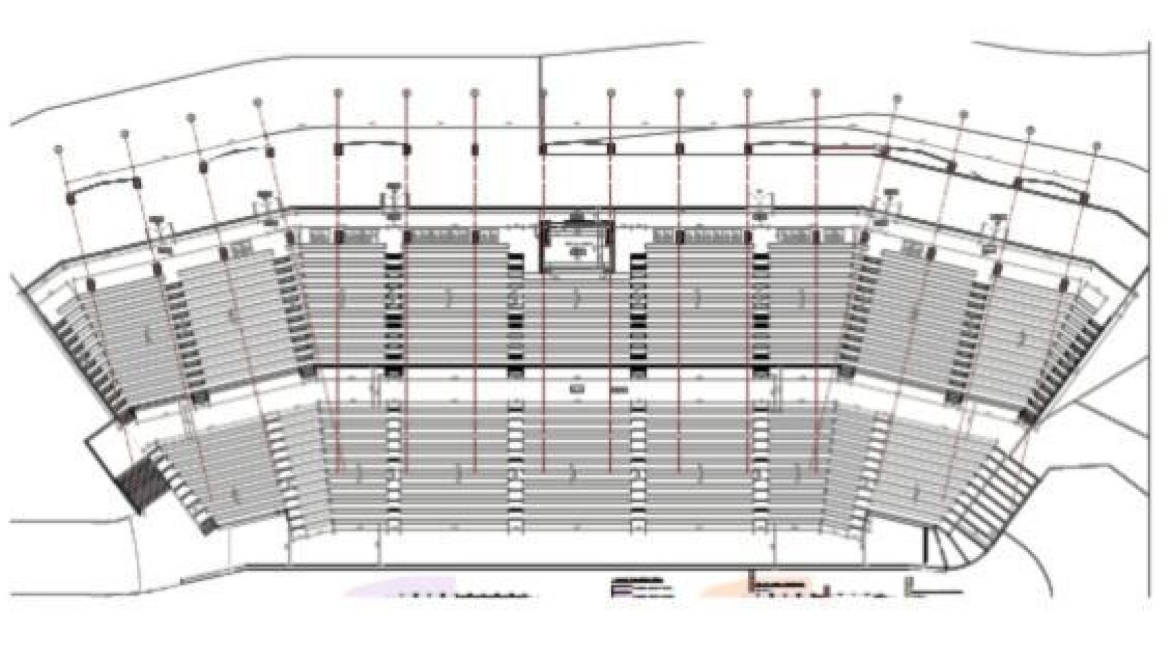 Plano de la tribuna proyectada.