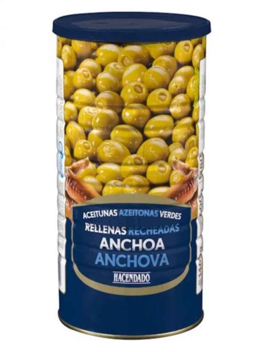 Un bote de aceitunas rellenas de anchoa de Mercadona.