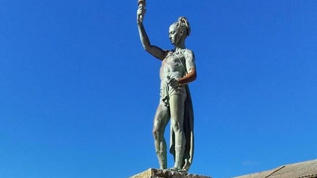 La escultura que representa al dios griego Hermes, actualmente en Tamariz