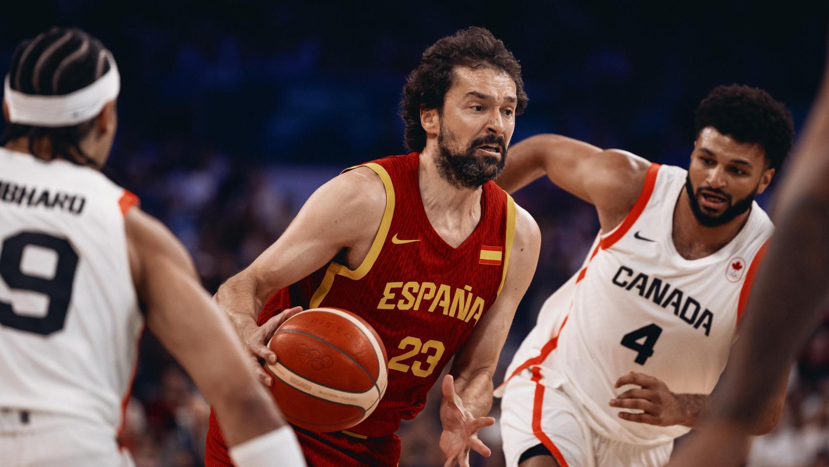 Sergio Llull, durante el partido ante Canadá en los Juegos Olímpicos de París.