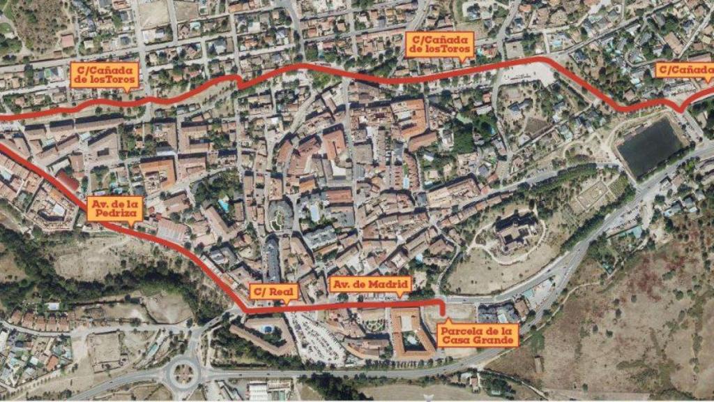 Plano del recorrido de la Ruta de la Trashumancia de las fiestas de Manzanares el Real 2024.