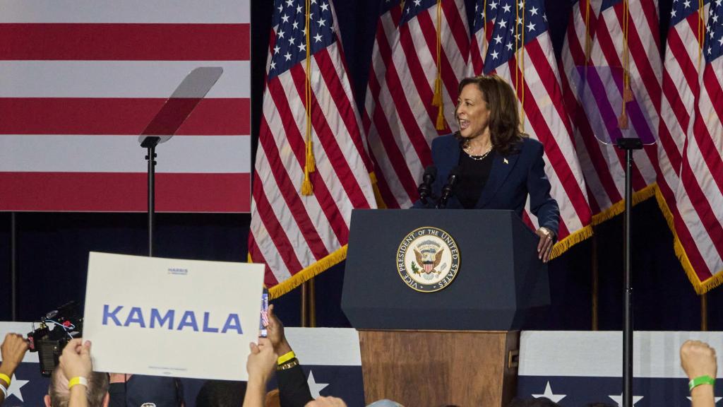 Kamala Harris, en un reciente acto de campaña