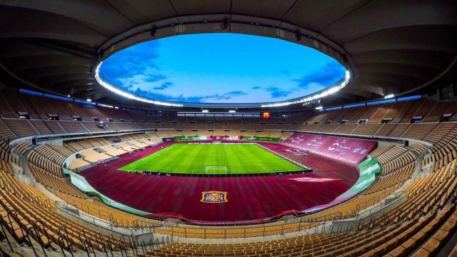 El Estadio de La Cartuja preparado para albergar un partido de la selección española.