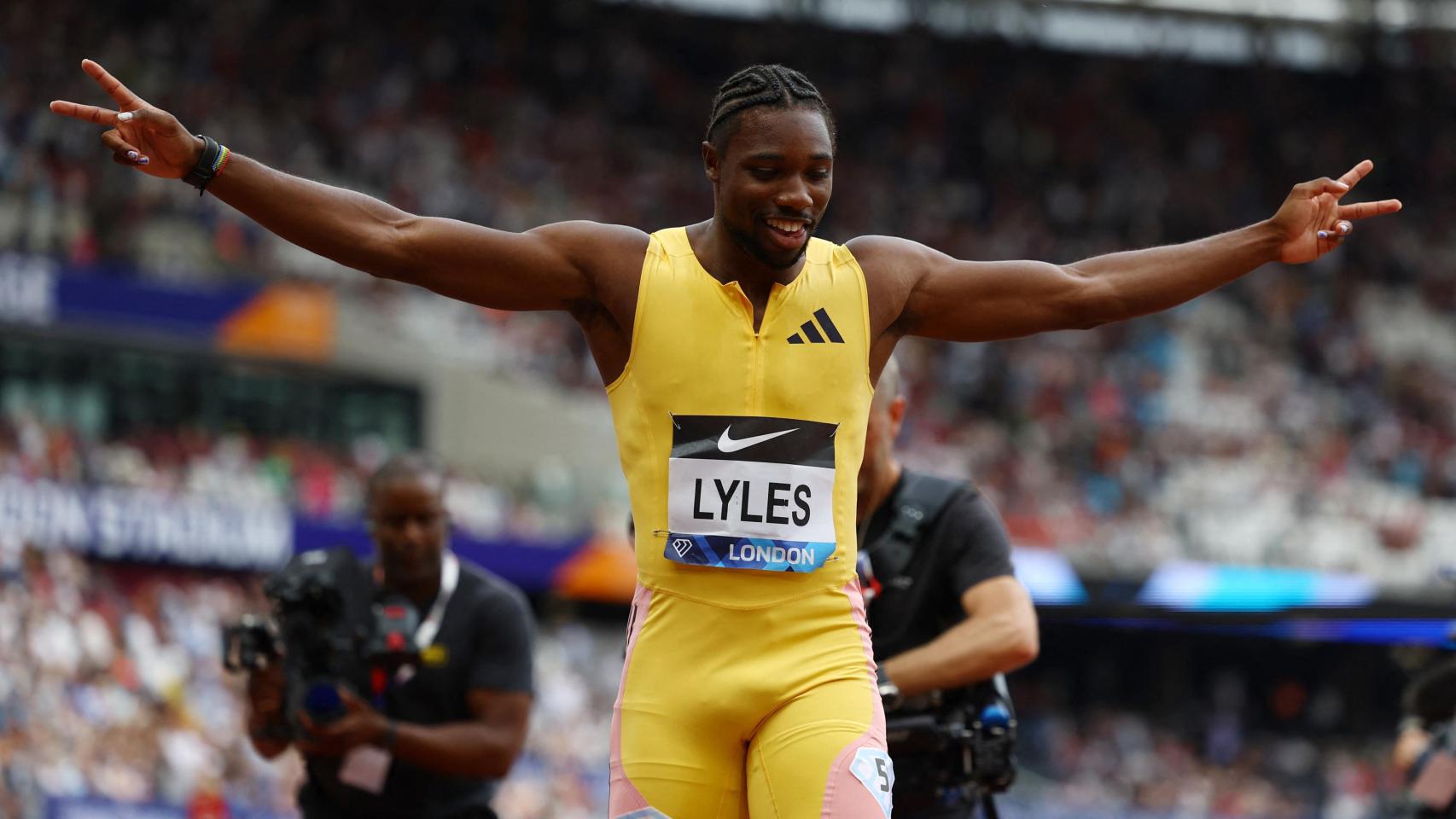 Noah Lyles, durante una prueba de 100 metros.