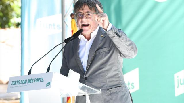 Carles Puigdemont, durante un acto celebrado el pasado 27 de julio en la población francesa de Amélie-les-Bains-Palalda.