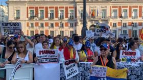 Manifestantes venezolanos en la Puerta del Sol, este sábado 3 de agosto.