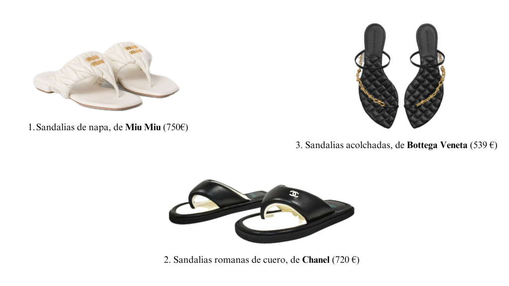 Sandalias puffy flip-flops de lujo.