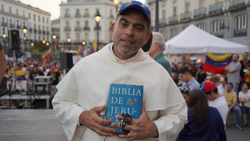 Fray Marcos justo después de su intervención en la manifestación de Madrid este fin de semana.