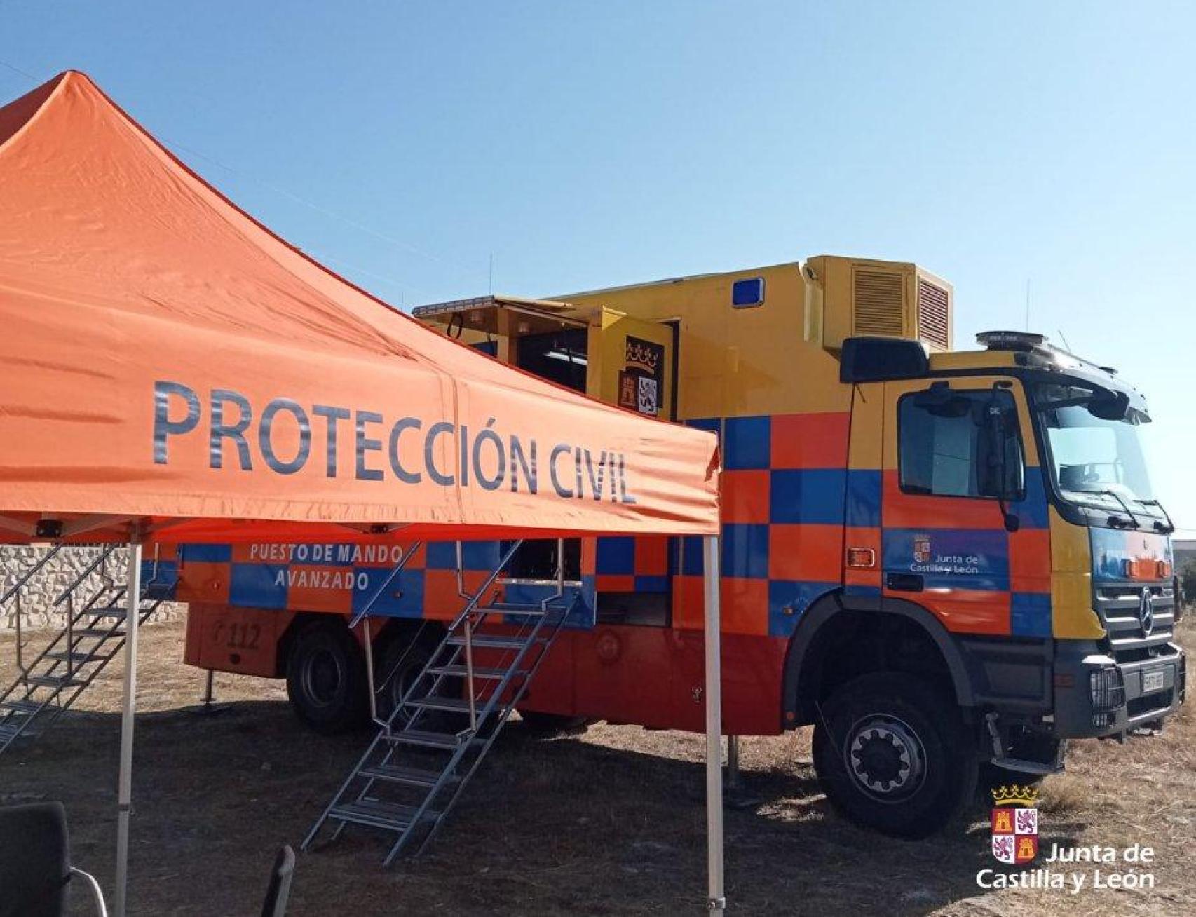 El puesto de Protección Civil en la búsqueda del vecino de Segovia