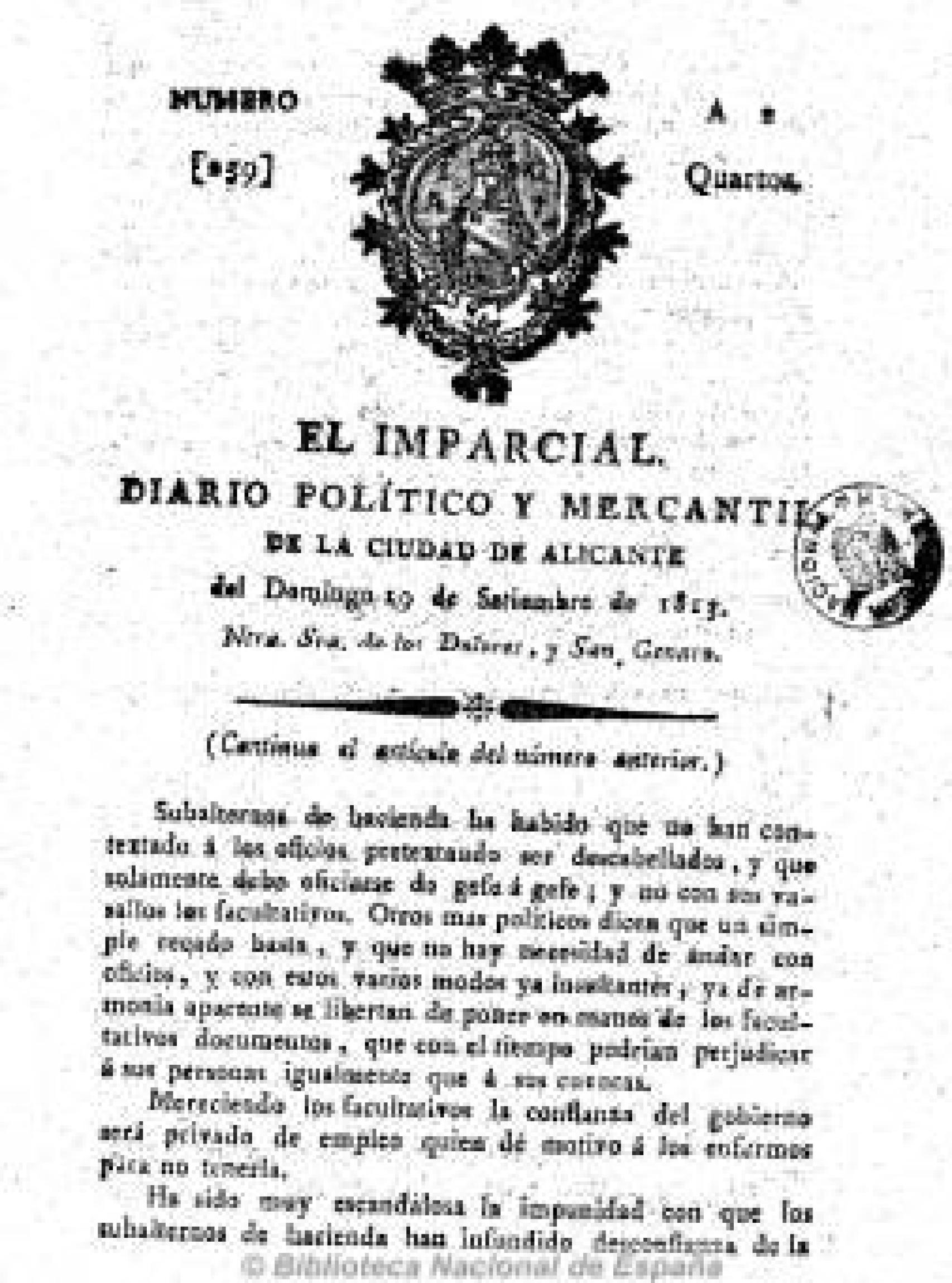 Edición del diario El Imparcial de Alicante.