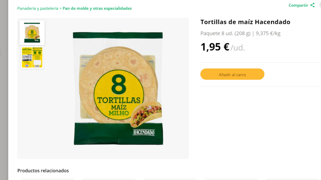 Tortillas de maíz de Hacendado.