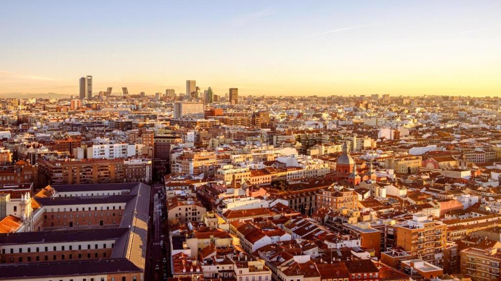 Vista aérea de Madrid sin árboles.