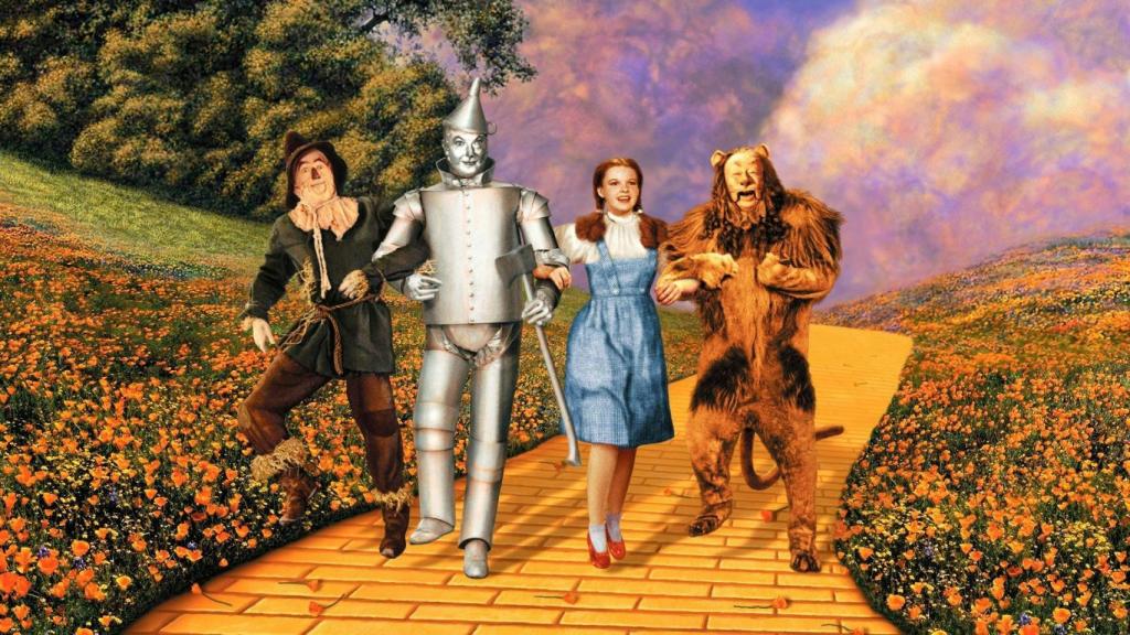 Ray Bolger, Jack Haley, Judy Garland y Bert Lahr en la película 'El mago de Oz' (1939)