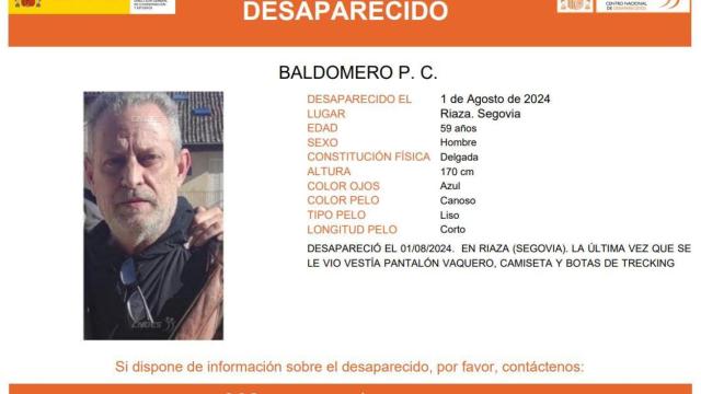 Cartel de la desaparición de Baldomero en Riaza