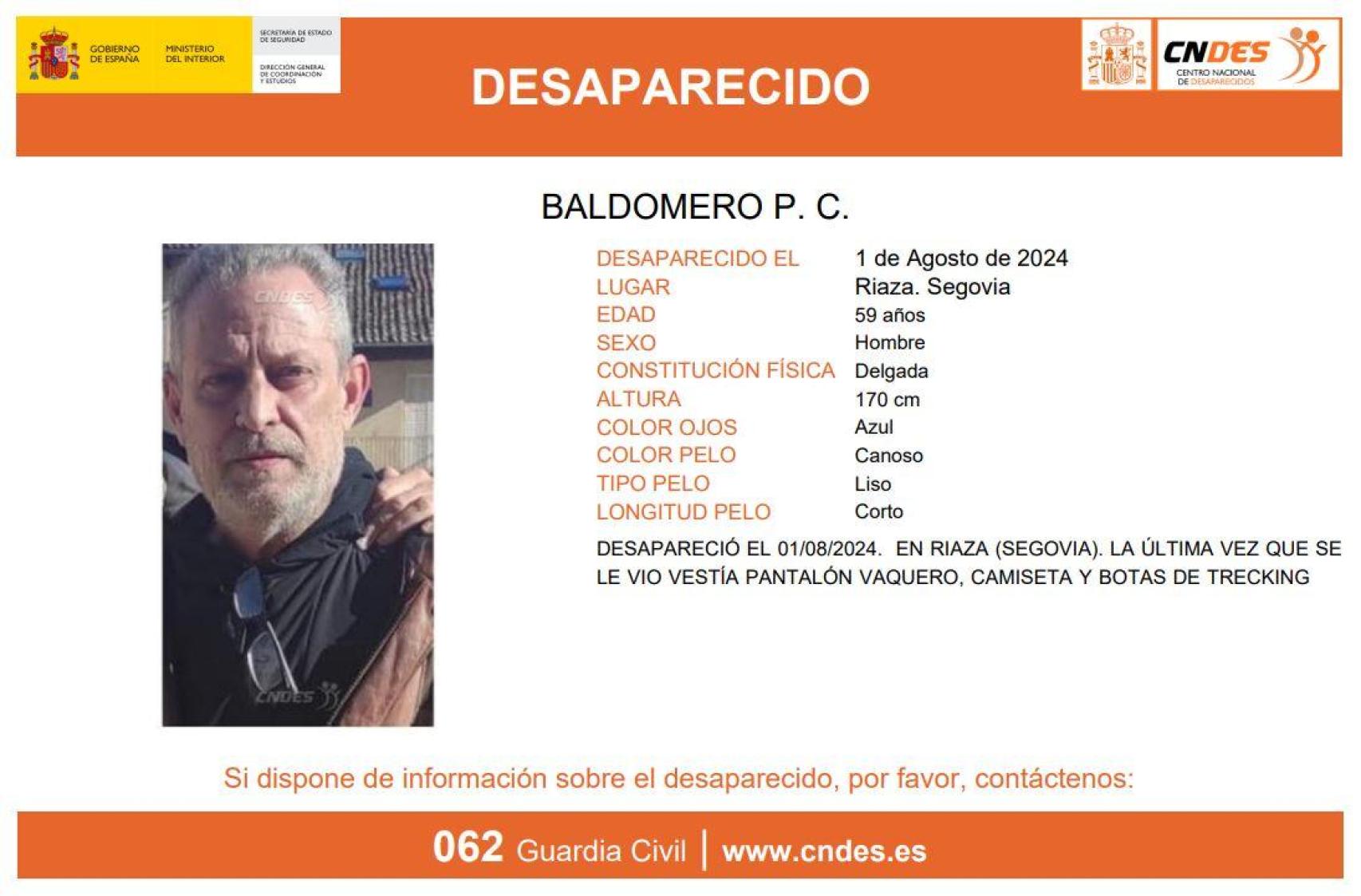 Cartel de la desaparición de Baldomero en Riaza