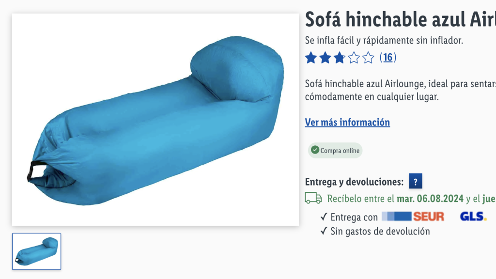 Sofá hinchable.