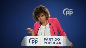 La portavoz del PP en el Parlamento Europeo, Dolors Montserrat, este lunes en Génova 13.