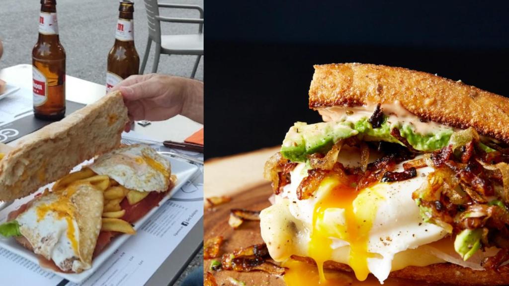 Uno de los bocadillos enormes y XXL del bar Ges en Solares (Cantabria).