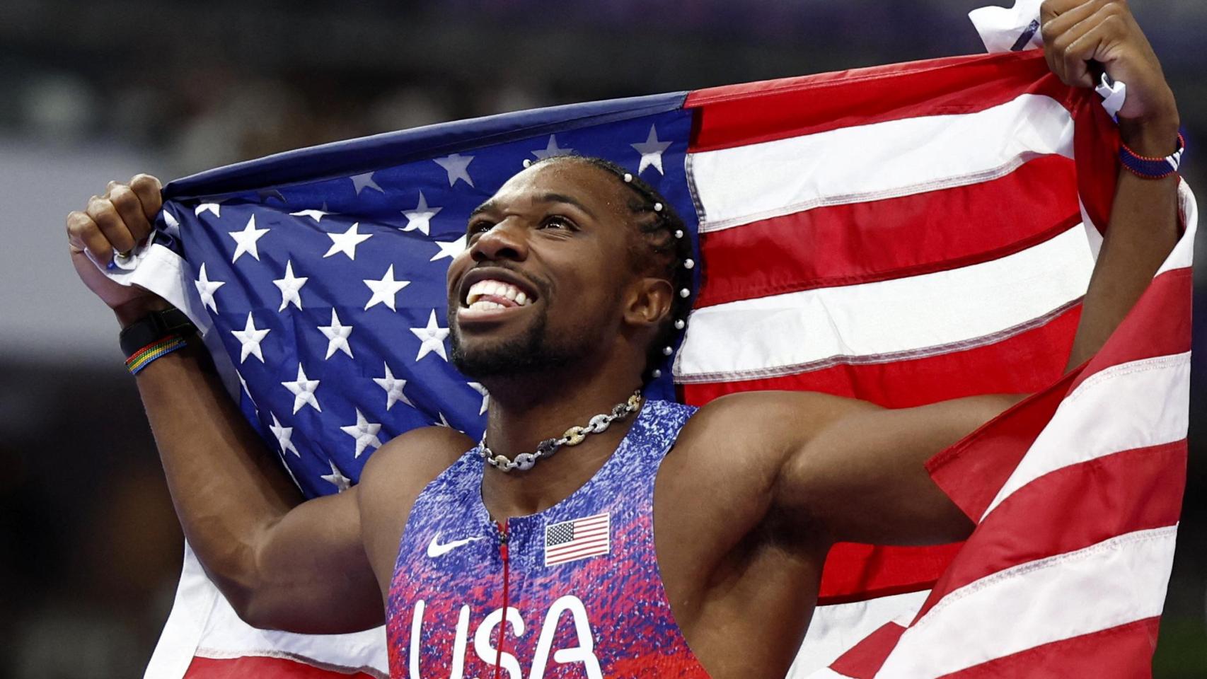 Noah Lyles, tras ganar el oro en los 100 metros.