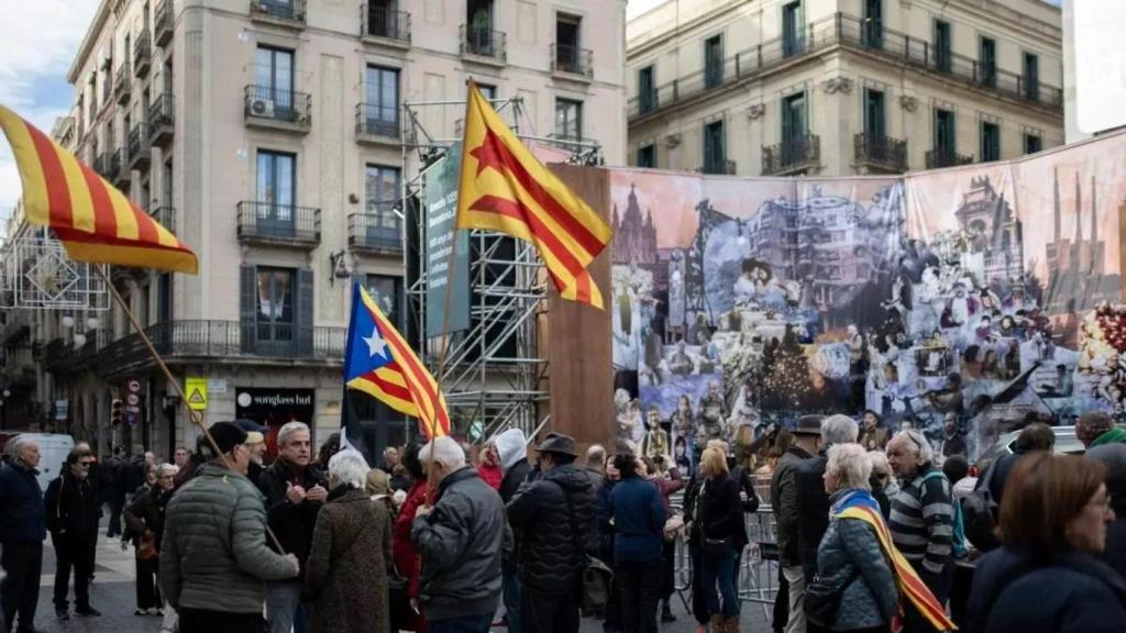 Una manifestación convocada en Barcelona por la ANC en 2023 con escasa participación.