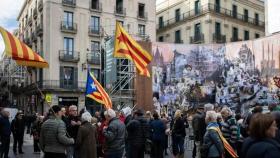Una manifestación convocada en Barcelona por la ANC en 2023 con escasa participación.