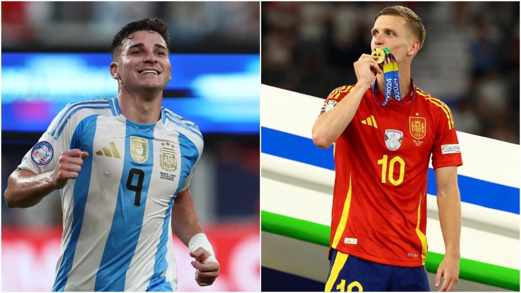 Julián Álvarez y Dani Olmo celebran éxitos con sus respectivas selecciones.