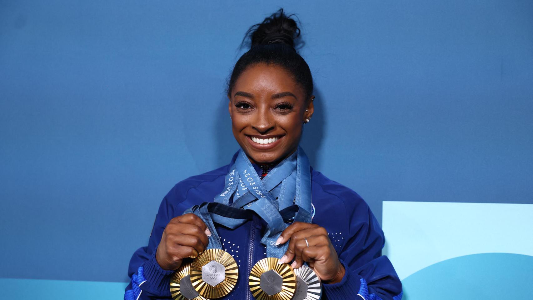 Simone Biles, con sus medallas conseguidas en los JJOO de París 2024