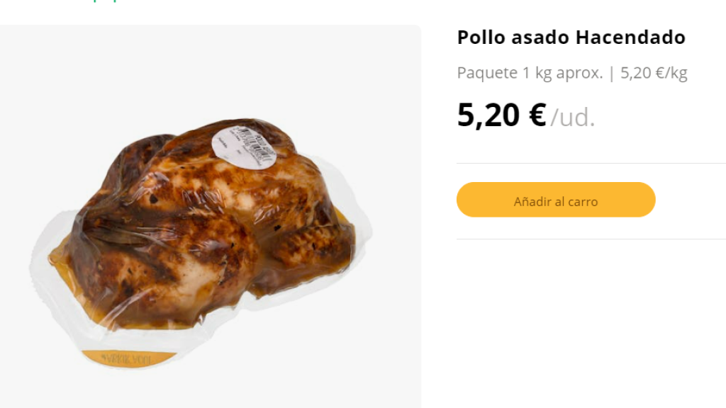 Pollo asado Hacendado.