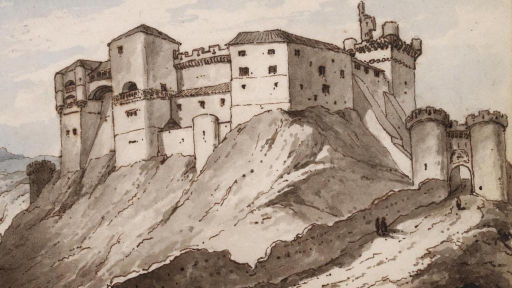 Castillo de Benavente en 1808 según una ilustración de Robert Ker Porter.