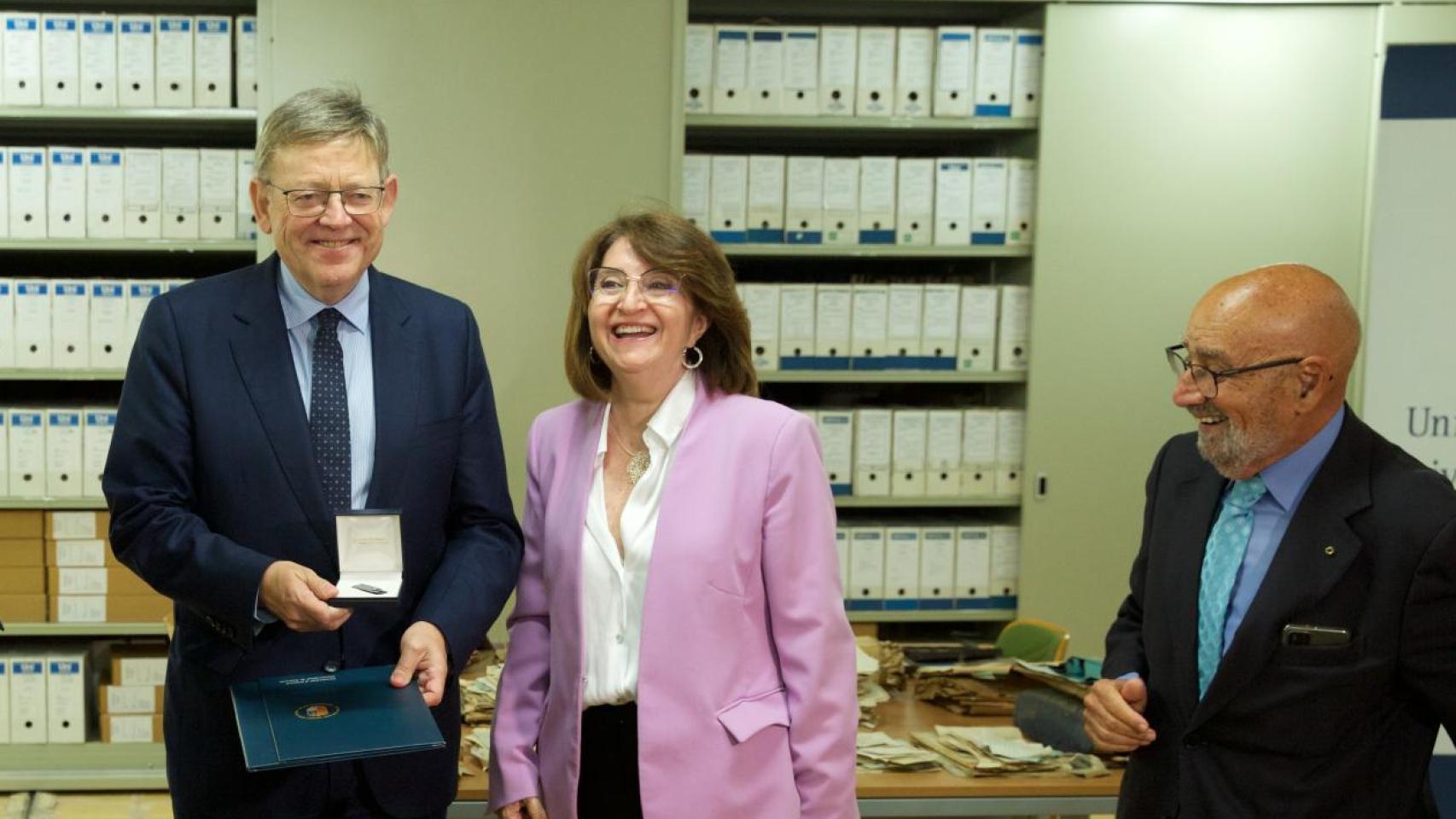 Ximo Puig y Amparo Navarro en una visita del presidente de la Generalitat a la UA.