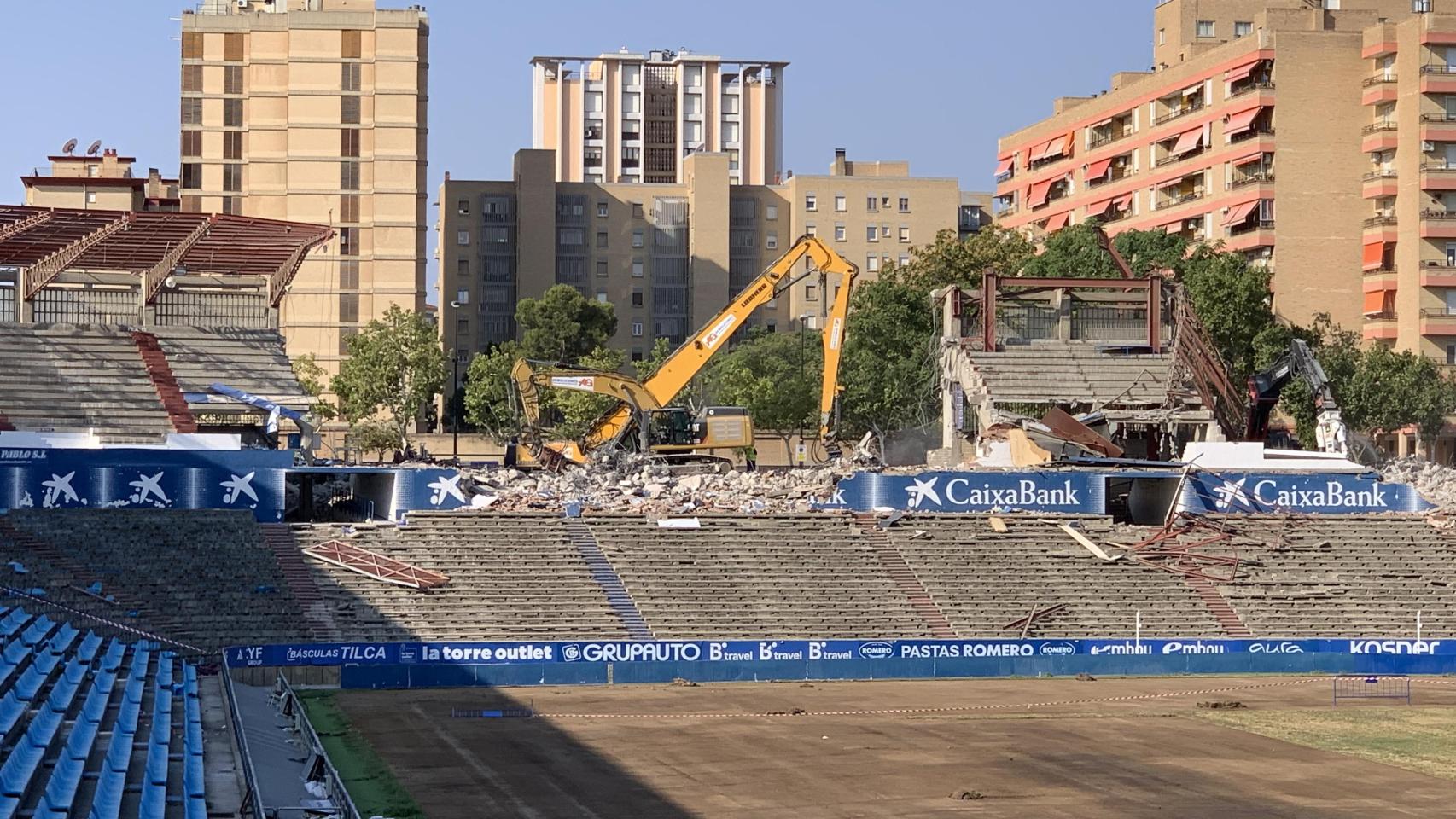 Obras en el estadio de La Romareda de Zaragoza